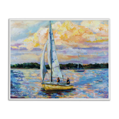 Paysage de voilier nautique vif par Jeanette Vertentes - peinture sur bois