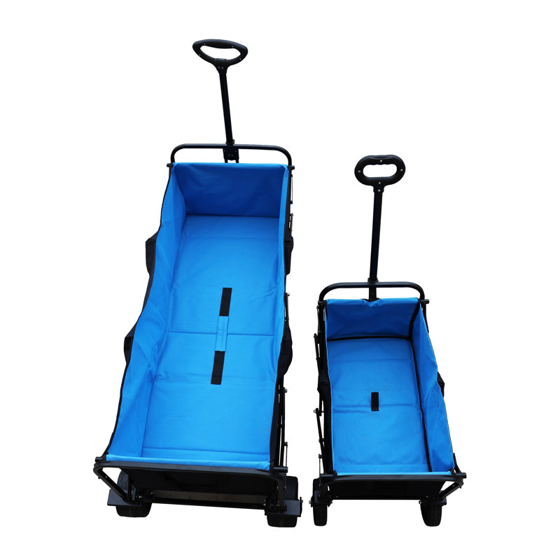 Chariot à roulettes pliant très long avec freins - Chariot utilitaire de jardin à grande capacité pour les achats en plein air et la plage