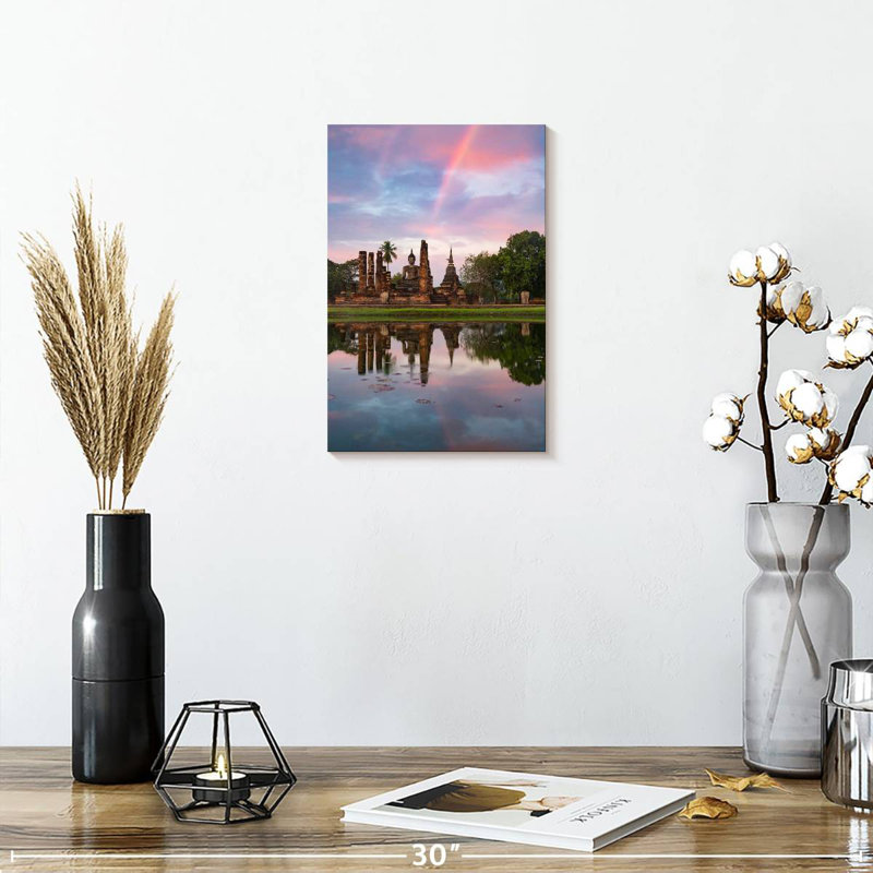 Adella Wat Mahathat Pond Reflection, 12" H x 8" W