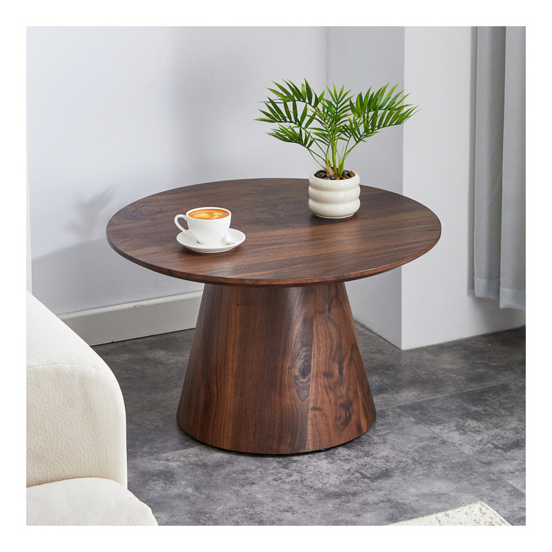 Table basse de style médiéval-moderne, avec placage de grain de bois, ensemble de table basse ronde classique et de table d'appoint, salon simple, table de centre de bureau