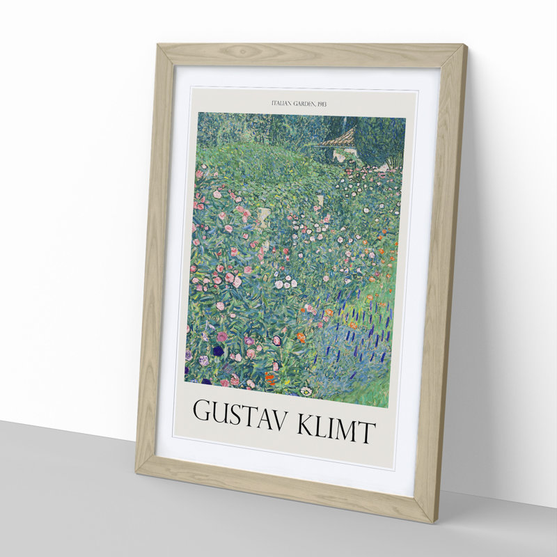 Italian Garden by Gustav Klimt - Picture Frame Art Prints, 65cm H x 48cm W x 2cm D, Oak Framed