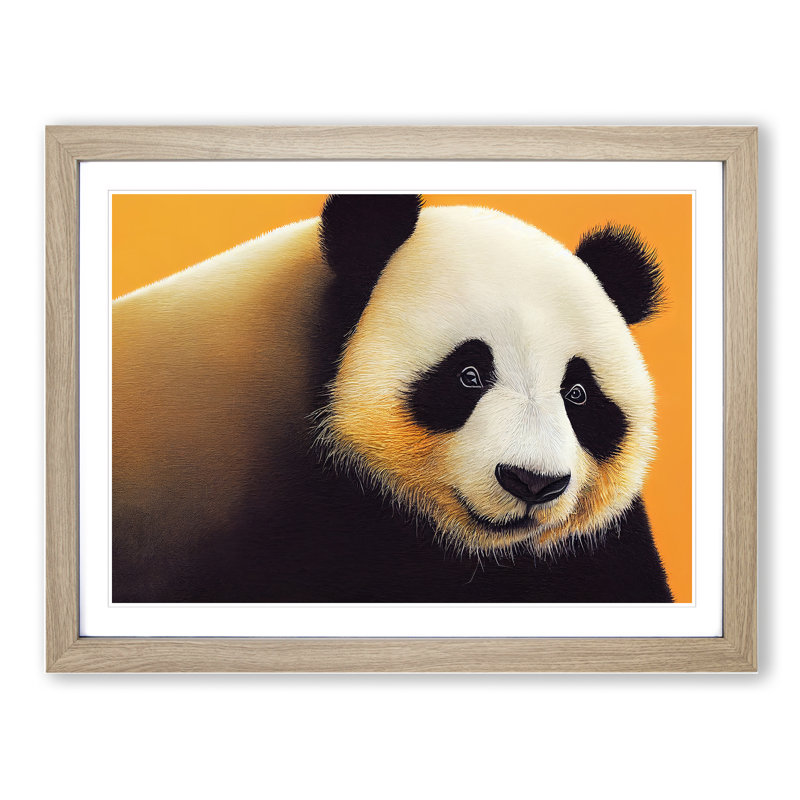 Otherworldly Panda - Single Picture Frame Print, 46cm H x 64cm W x 2cm D, Oak
