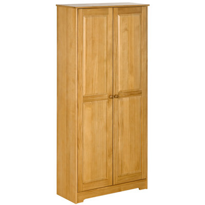 67" Pinewood Kitchen Pantry Storage Cabinet, Freestanding Cabinets With Doors And Shelf Adjustability, Soft-Close Mechanism, Living Room & Dining Room Furniture, Brown
