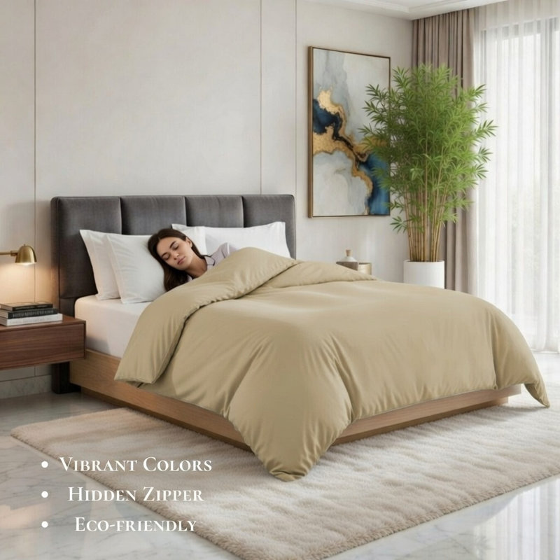 Luxury Bamboo Duvet Cover, Ultra-Soft & Cooling Bamboo Blend, Machine Washable, Taupe, King