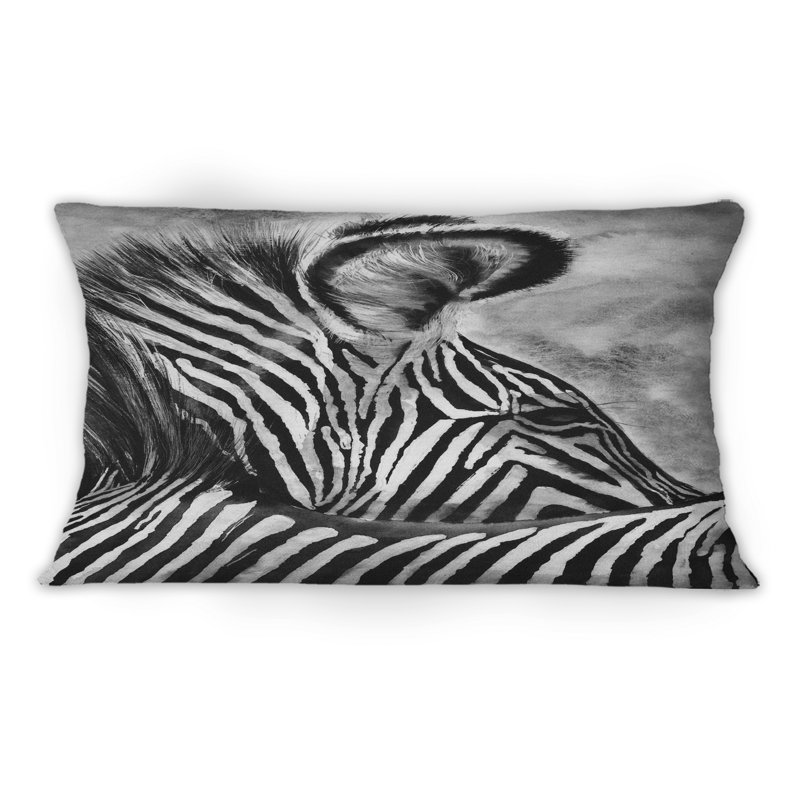 Zèbre avec rayures contrastantes noires et blanches III - Coussin décoratif traditionnel imprimé 1