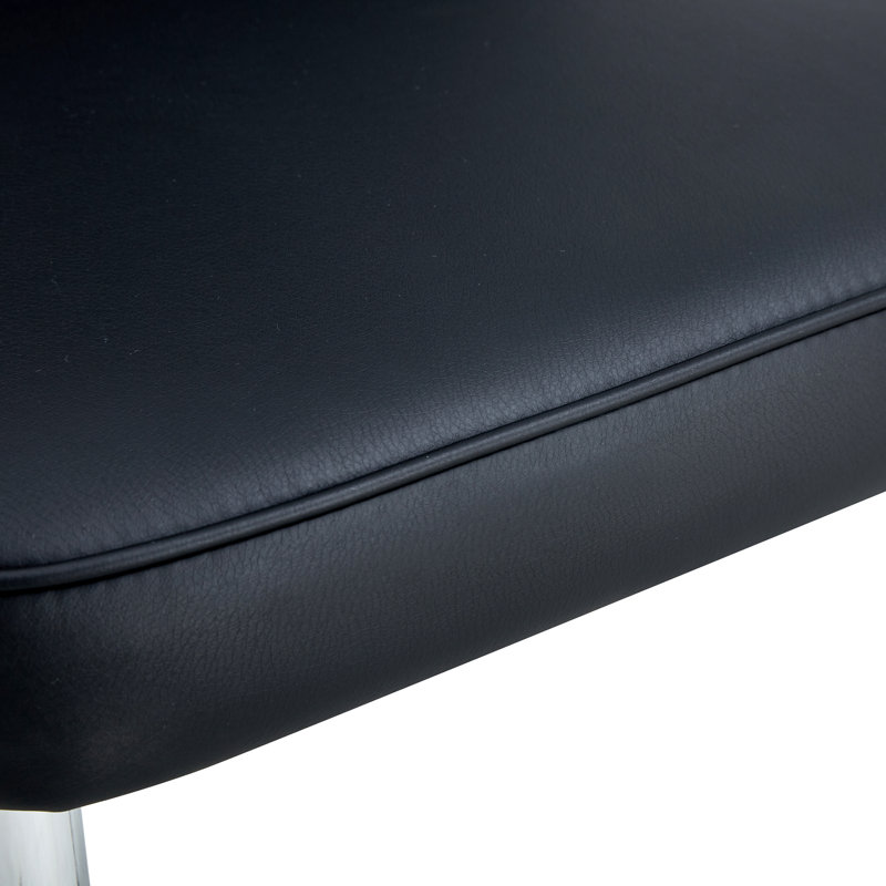Chaise rembourrée en similicuir, Noir, Silver