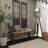 Rickey Wood Brown Bench with Black Metal Base and Studs