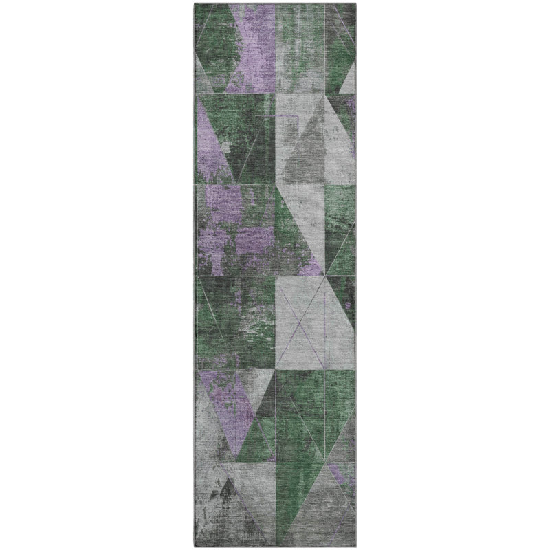 Premium Machine Washable Fairwood AMF1888 Geometric Rug, Runner 2'3" x 7'6"