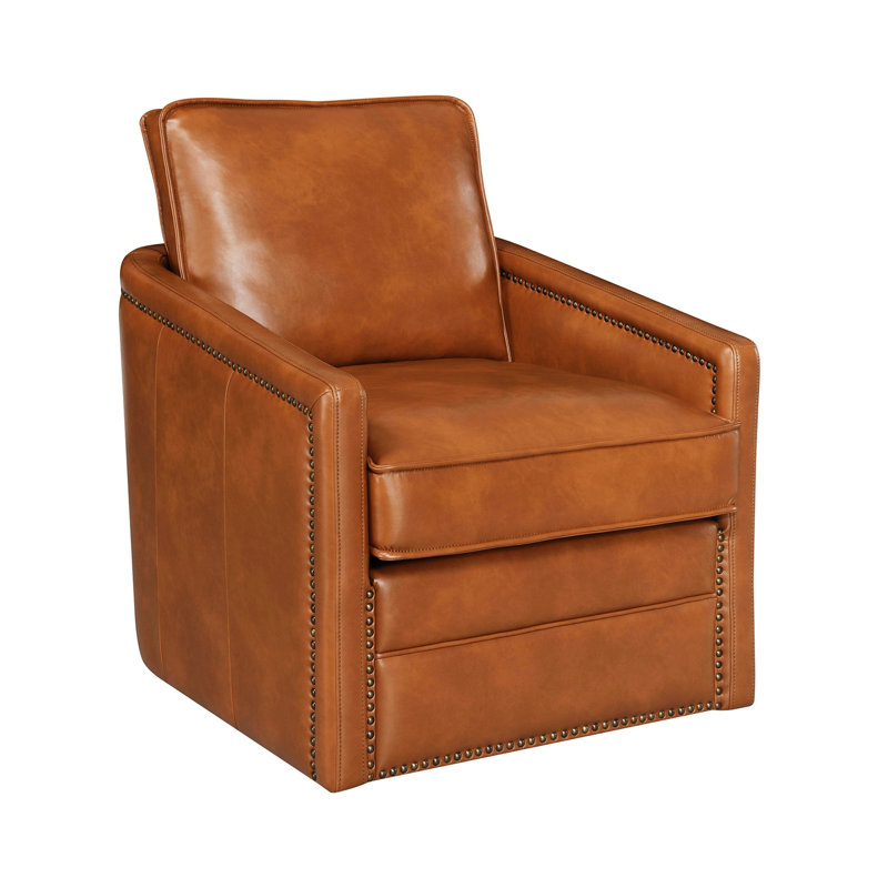 Fauteuil pivotant Coleigh, Cuir brun
