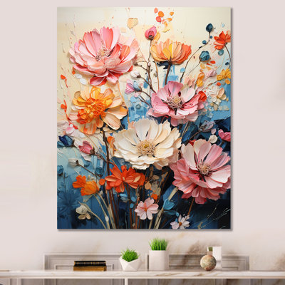 Capricia multicolore fleurs saisonnières sur bleu III - reproduction sur toile