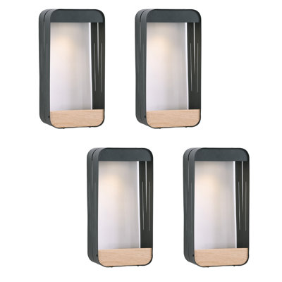 Metal Outdoor Walllight With Solar-Powered LED With Dusk To Dawn(Set of 4)