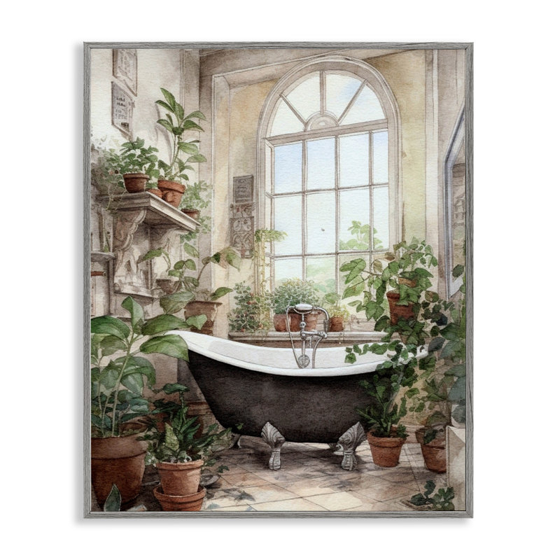 Giclée de baignoire rétro avec éclairage au soleil, design par lettré et doublé, Estampe numérique Farmhouse