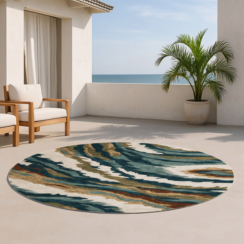Tapis intérieur et extérieur noir Nature, Rond 5 pi