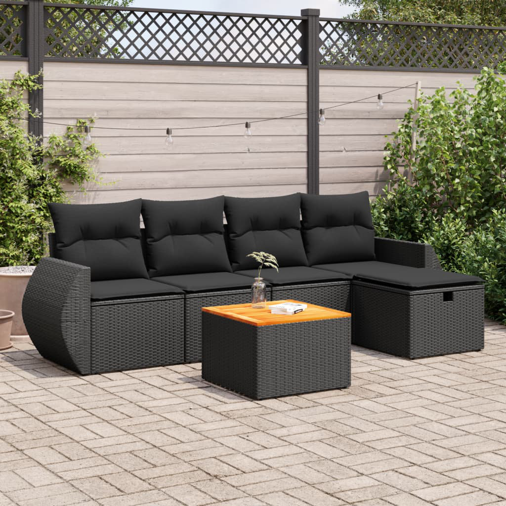 Vidaxl 6-Tlg. Garten-Sofagarnitur Mit Kissen Beige Poly Rattan