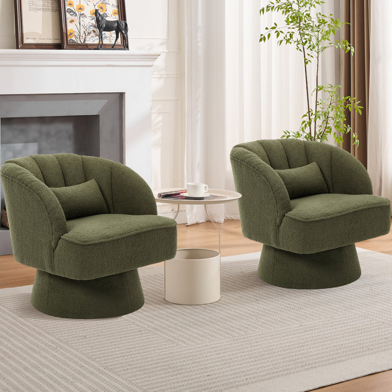 Fauteuil demi-tonneau pivotant Modern, Vert, Vert