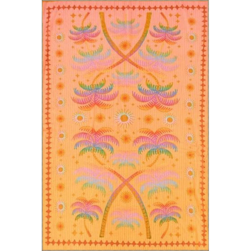 Orange Leaf Patterned Woven Base Carpet, Rectangle 2'4" x 4'
