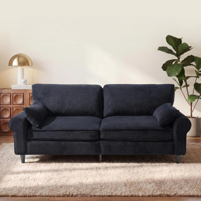 80.7" Corduroy Loveseat Sofa, Modern 2-Seater Couch, Retro Rolled Armrest, Comfy Upholstered Love Seat with Composite Wood Frame, for Living Room Bedr