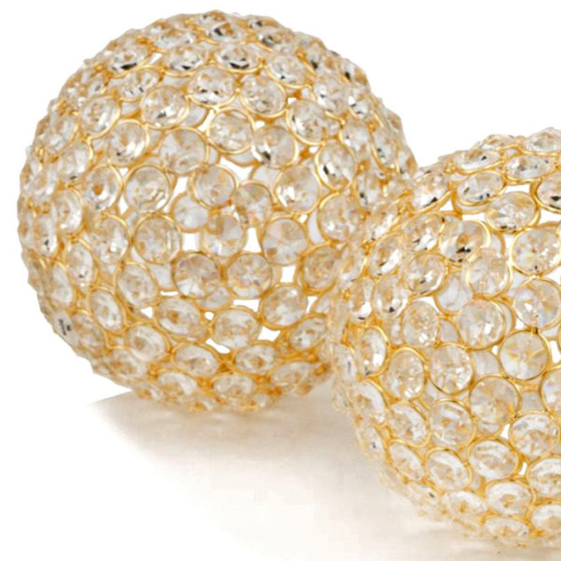 Kailyn Facetas Cristal Spheres, 4" H x 4" W x 4" D, Gold