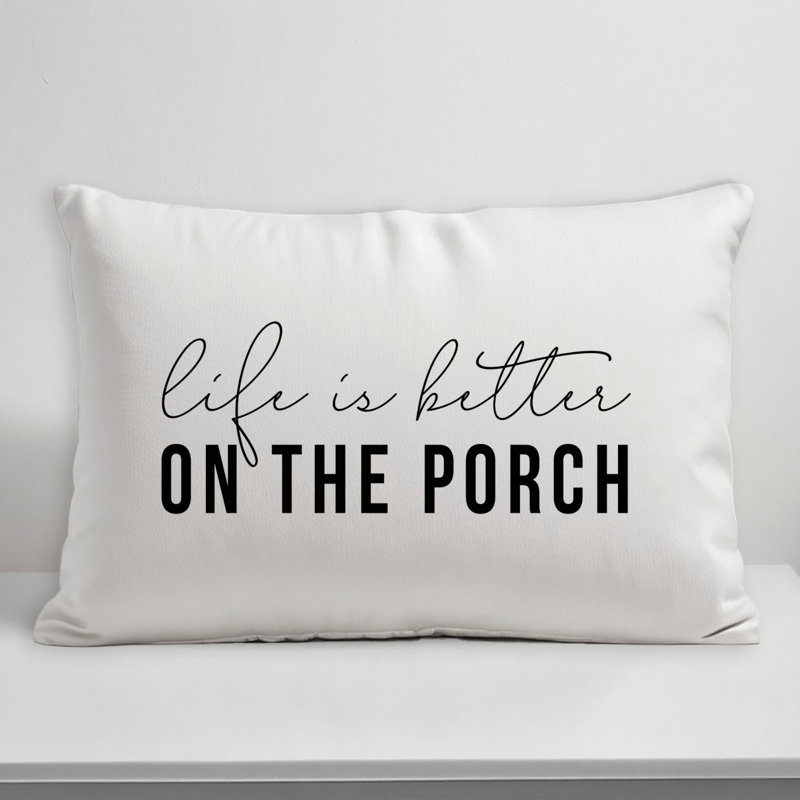 Outdoor Reversible Throw Pillow, Off White/Black