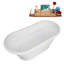 59" Streamline Soaking Freestanding Tub and Tray With Internal Drain-101675369