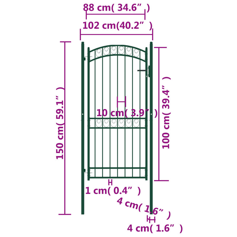 Nicut Metal Gate, Black, 150cm H x 102cm W