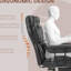Fauteuil de bureau d'une capacité de poids de 400 lb avec vibrations, chaleur, soutien lombaire, repose-pieds, microfibre, noir, massage par vibrations et fonction de chaleur, siège spacieux pour plus de confort