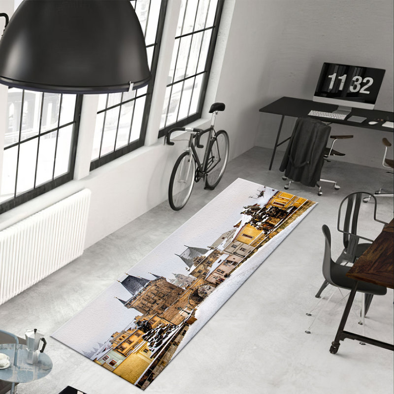 Non-Woven Thin Type Printed Rug with Intricate Floral Design Perfect for Enhancing Your Living Room or Bedroom Decor