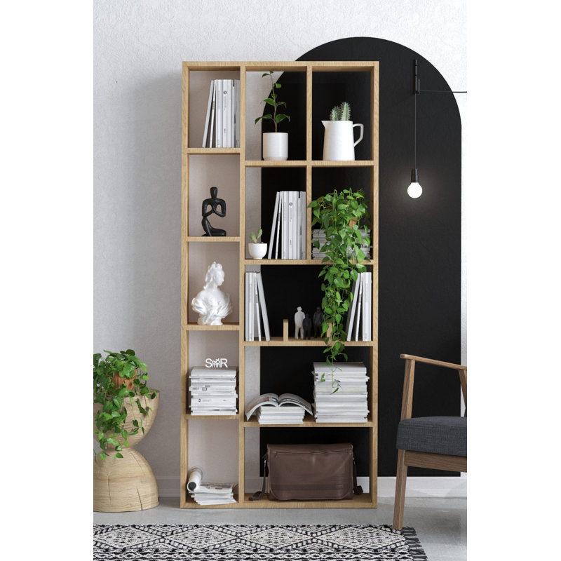 Sleek Modern Bookshelf, Sapphire Oak, 29.5 x 67.0 x 7.1 Inches | 100% Melamine Coated Particle Board for Durability | Stylish Storage Solution for Home & Office | Contemporary Design with Ample Space for Books & Decor