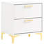 2 tables de chevet rectangulaires blanches et dorées - option de rangement pour chambre à coucher, style, joints pour rangement spacieux, visuel, inclus-852525694