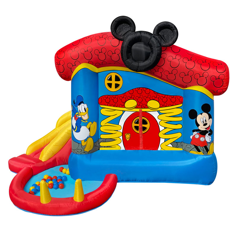 Disney Mickey Mouse Funhouse Inflatable Bounce House with Slide and Ball Pit