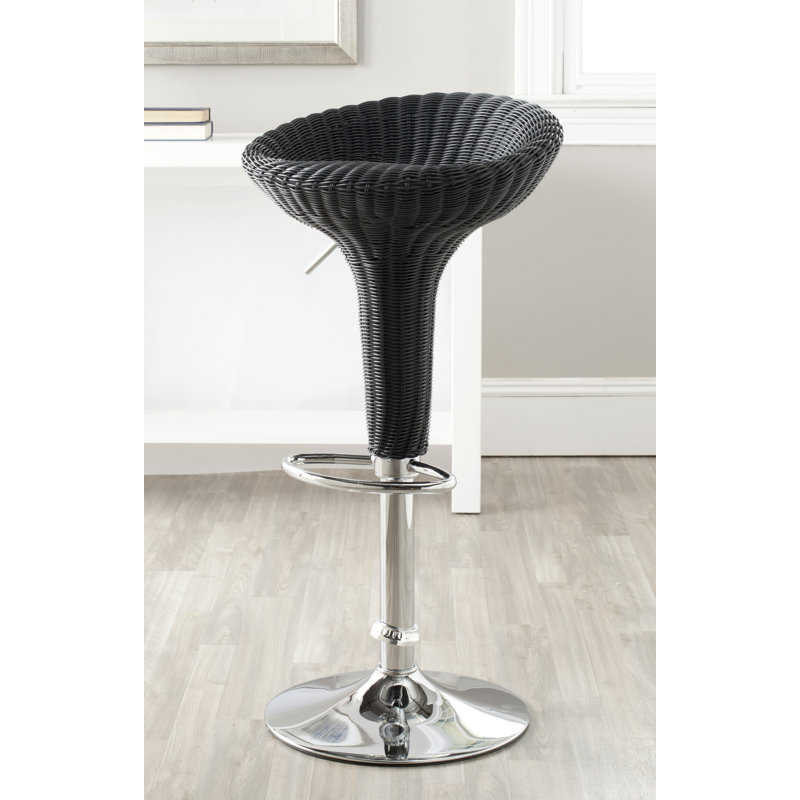 Tabouret de bar pivotant à hauteur ajustable Zeba, Noir osier