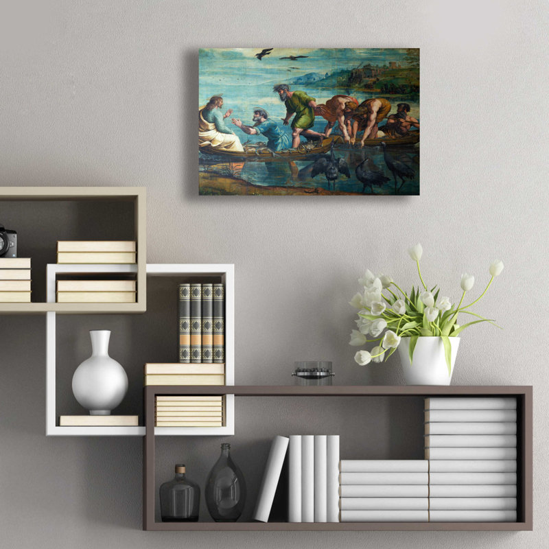 «The Miraculousray of Fishes» par Raphael, art mural en verre acrylique, H 16 po x l 24 po x P 0,2 po