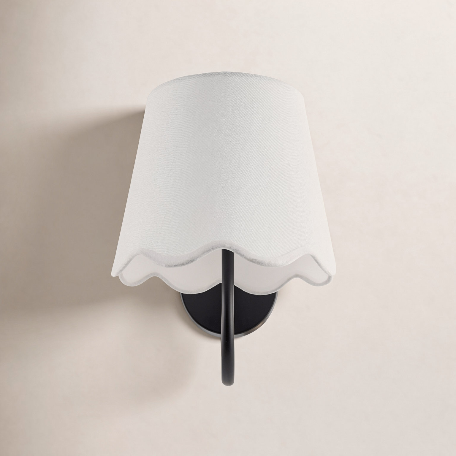 Single Light Linen Armed Sconce, Matte Black
