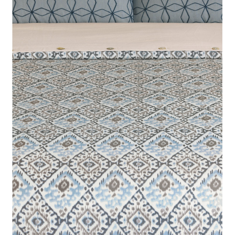 Emerson Cotton Percale Ikat Duvet Cover, Super Queen Comforter