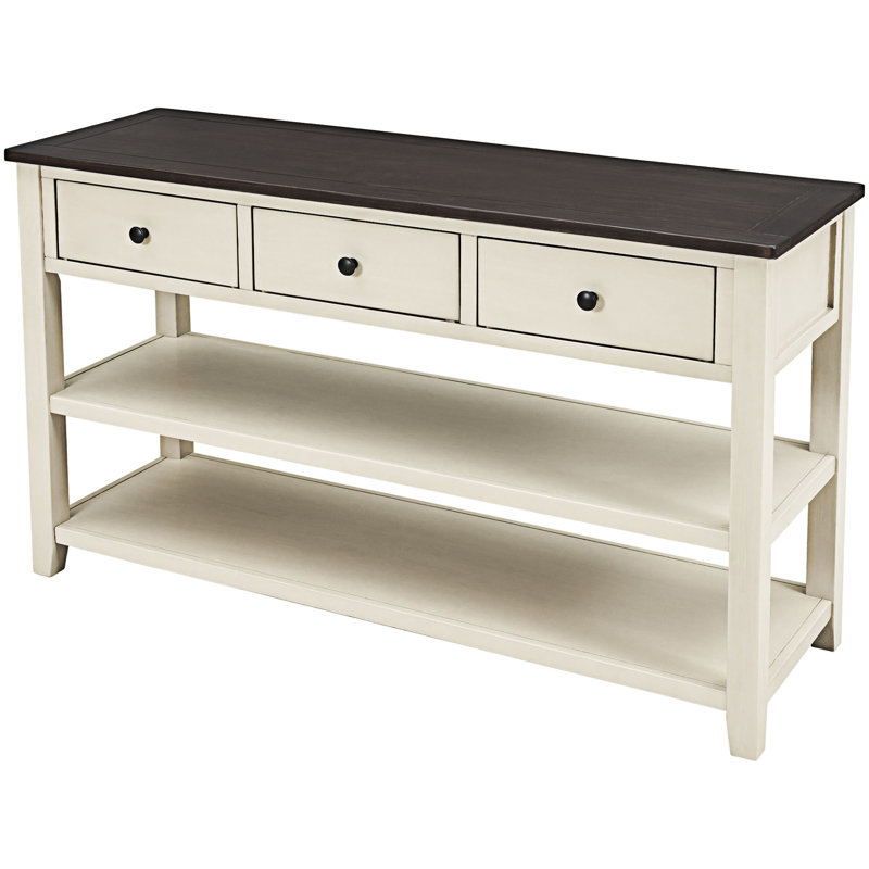 Console avec tablettes ouvertes, Espresso, Beige