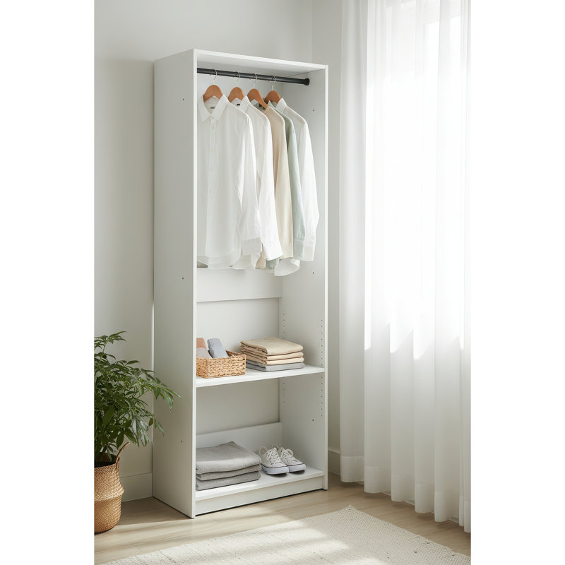 Penderie 32 "en bois blanc avec deux tringles