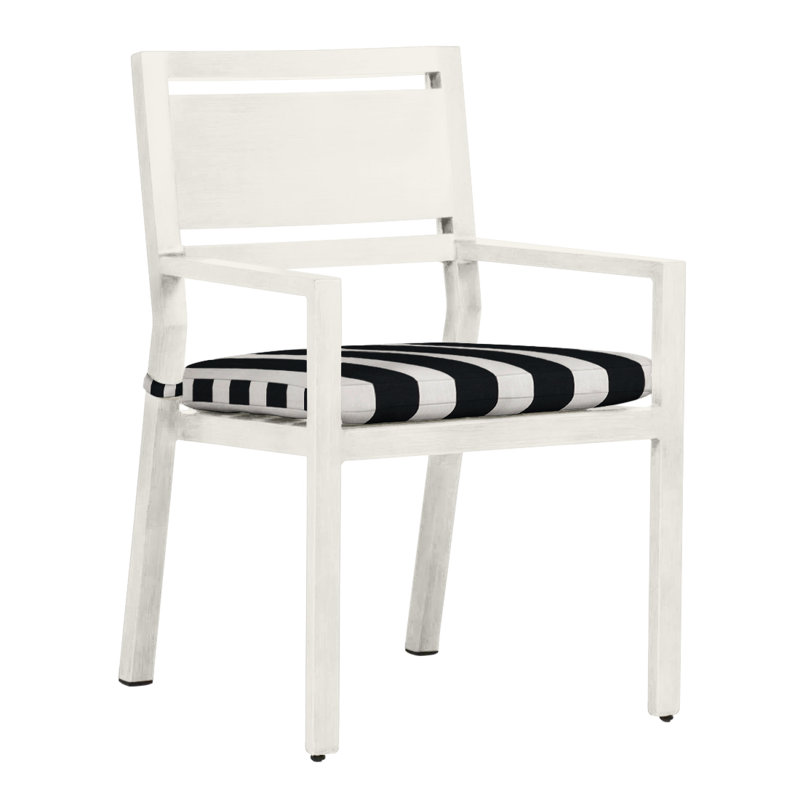 Chaise avec accoudoirs en aluminium Avondale - Craie, Welt, Cabana à rayures minuit, Craie