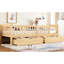 Lit plateforme simple TG avec garde-corps et tiroirs de rangement, tête de lit de couleur naturelle charmante, sans sommier tapissier, approche de configuration simplifiée avec plan de tiroirs pleine longueur,-1000204664