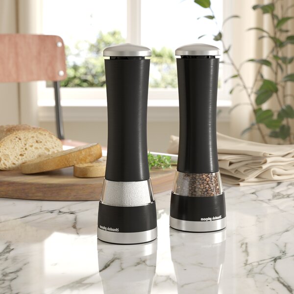 Jean Patrique One-Touch Stainless Steel Electronic Salt and Pepper Mill Set