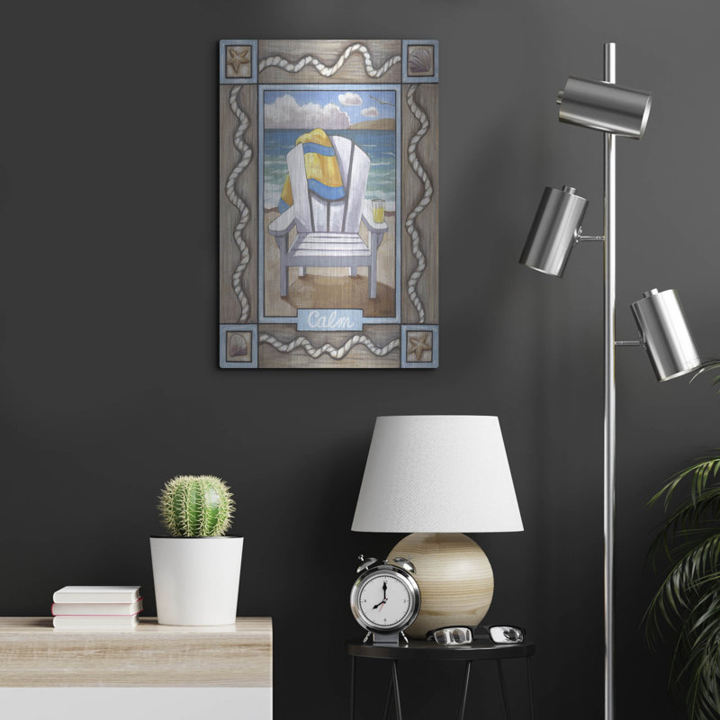 Art mural en métal Rosecliff Heights «Beach Chair Calm» par Cathy Horvath-Buchanan, H 24 po x l 16 po