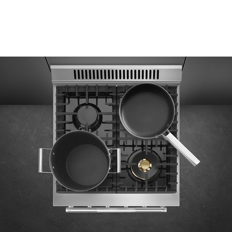 SMEG Cuisinière à gaz 24 po Professional, Argent argent