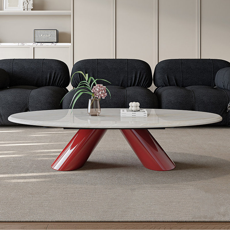 Table basse ovale en marbre gris, H 15,75 po x l 47,24 po x P 27,56 po