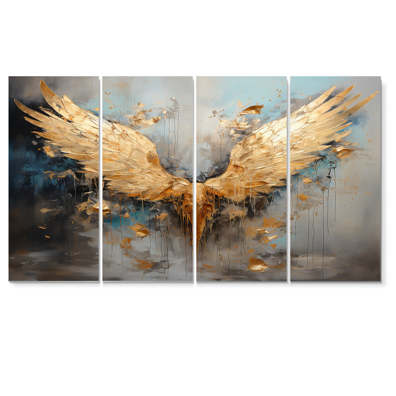 «Dasheil - Wings Angel», art mural 4 pièces, H 28 po x l 48 po
