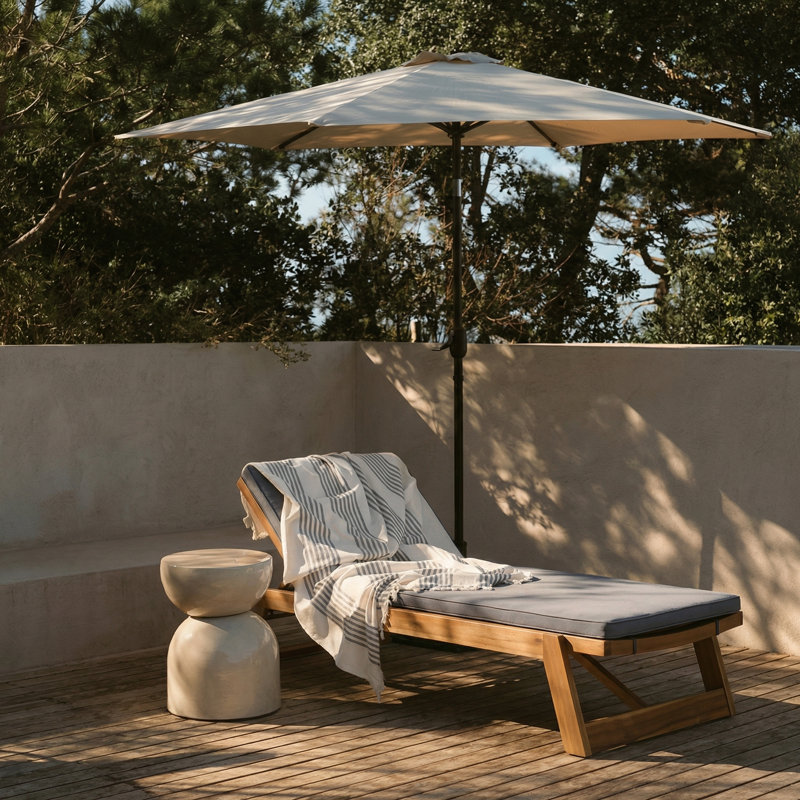 Chaise longue inclinable avec coussin Vinita, Crème, crème, Naturel, 1