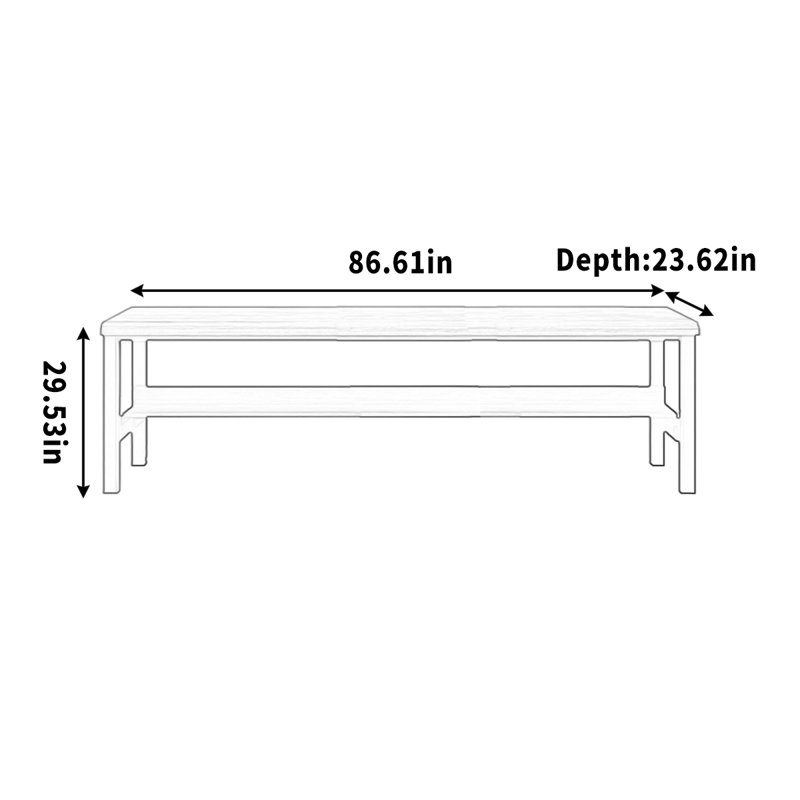 Pieds en fer massif en forme de H à bords biseautés, H 29,53 po x l 86,61 po x P 23,62 po