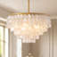 Lustre moderne en coquillage capiz doré de 60 cm (23,6 po), suspension tambour côtière