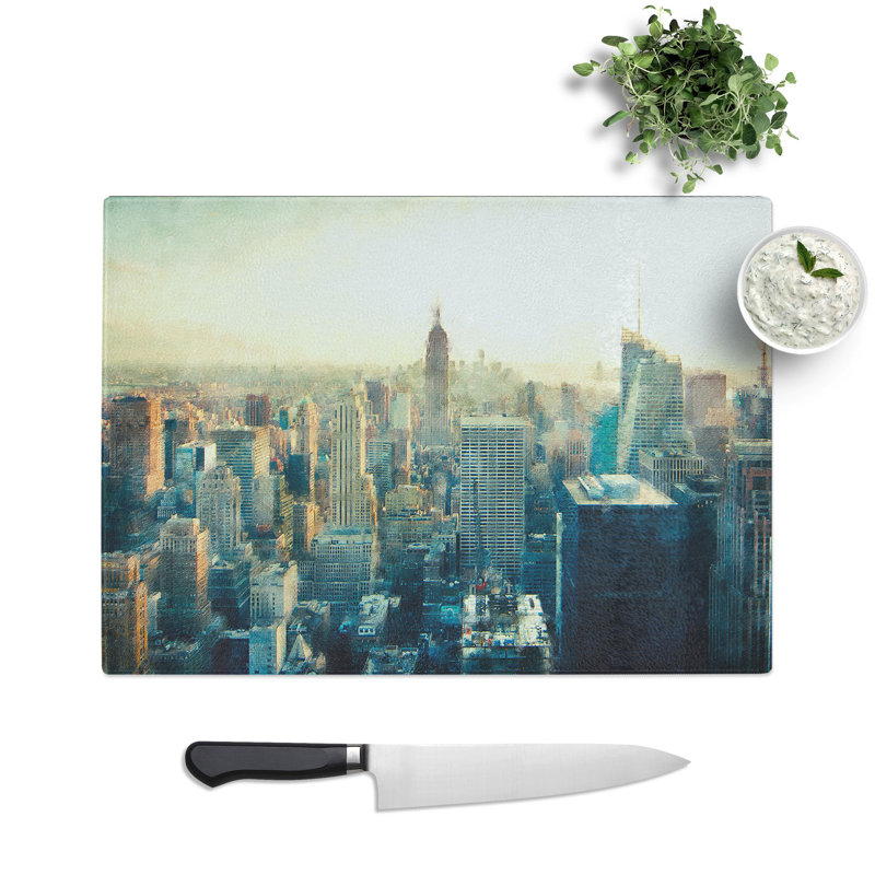 New York Skyline Vol.3 Painting Chopping Board, 0.4cm H x 28.5cm W x 39cm L