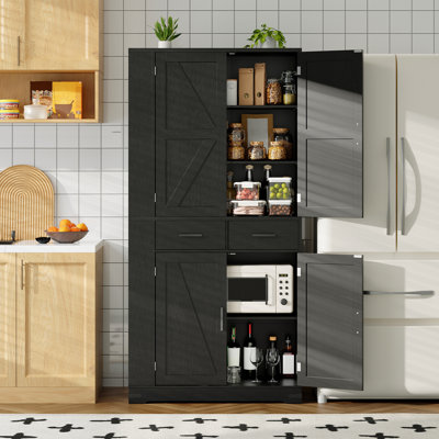 70.9" Farmhouse Kitchen Pantry Storage Cabinet With  Adjustable Shelves And Drawer
