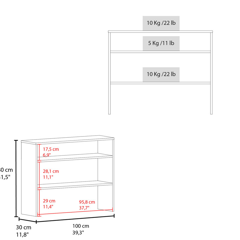 Élégante console noire avec espace de rangement ouvert pour une réception fonctionnelle, H 30,94 po x L 39,21 po x l 12,01 po