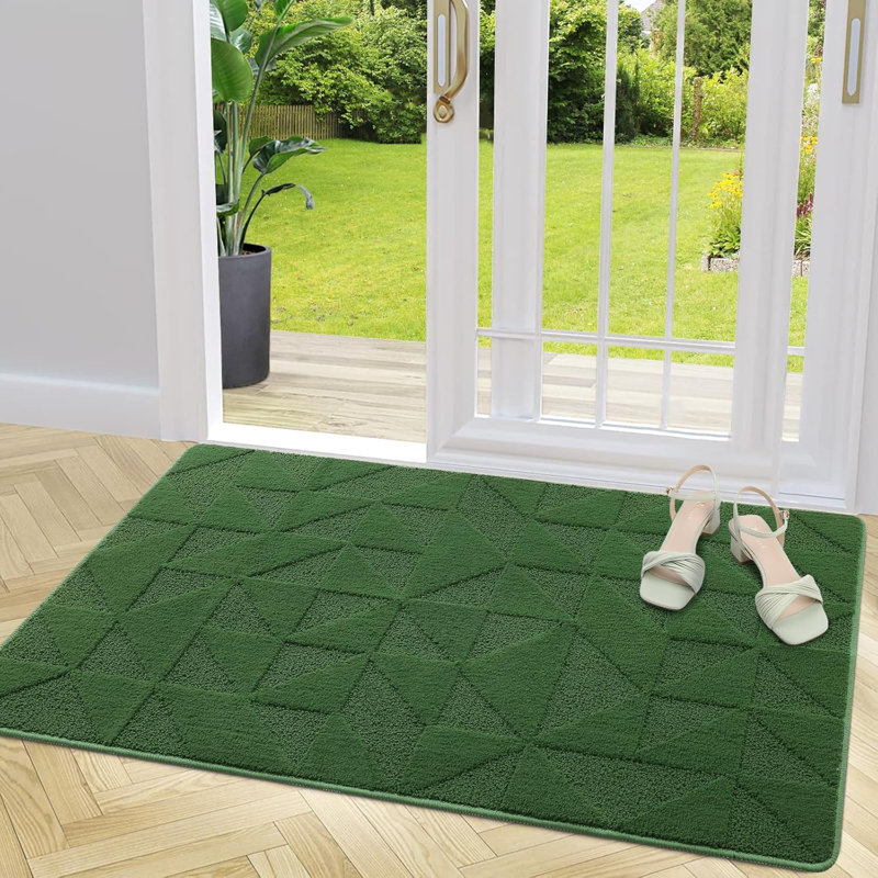 Door Mats Indoor, Machine Washable, Green, 80 cm W x 120 cm L